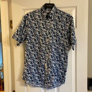 Jos. A. Bank Blue and White Floral Casual Shirt